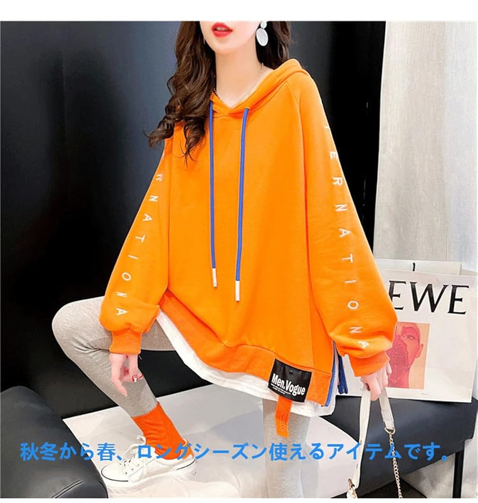 美品／フード付きスウェット オレンジ色 Amazon.co.jp: [§u∞ulricar] トレーナー パーカー